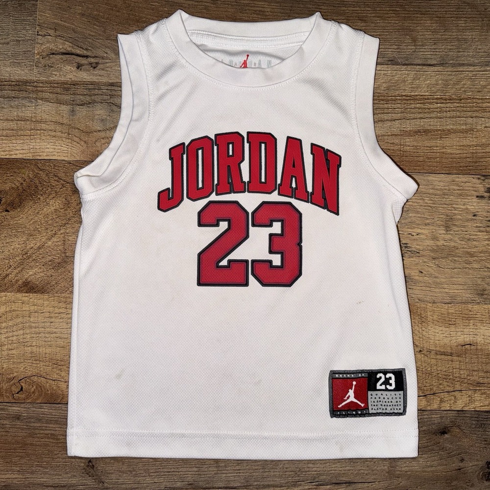 Jordan Basketball Jersey Youth 3-4 YRS White Red Black